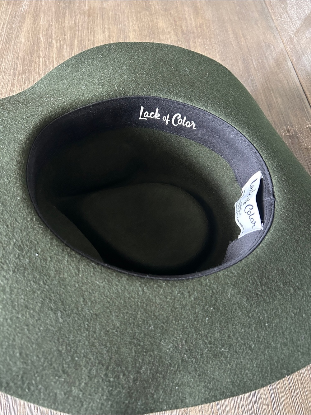 Lack Of Color Olive Green Wool Felt Wide-Brim Hat,Medium 57CM(M), Like New. - Picture 7 of 12